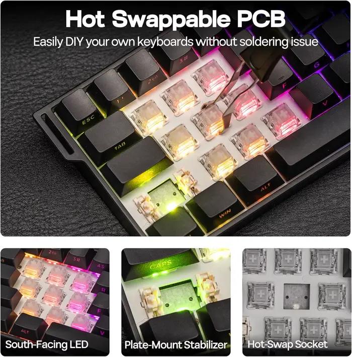 AULA Mini60 HE/Pro/Max 60% clavier à interrupteur magnétique rvb Tri Mode
