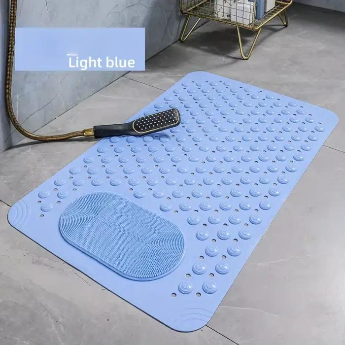 Tapis de bain en PVC antidérapant bleu clair avec nuages de massage 0 8 cm d'épaisseur 2600 g m2 motif de points pour la sécurité de la douche et de la salle de bain