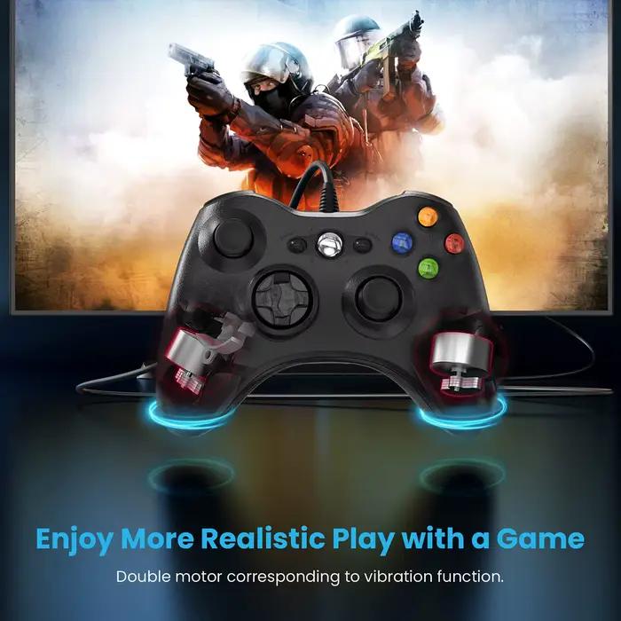 Manette de jeu filaire pour contrôleur de jeu Xbox 360 avec Turbo à double Vibration Compatible