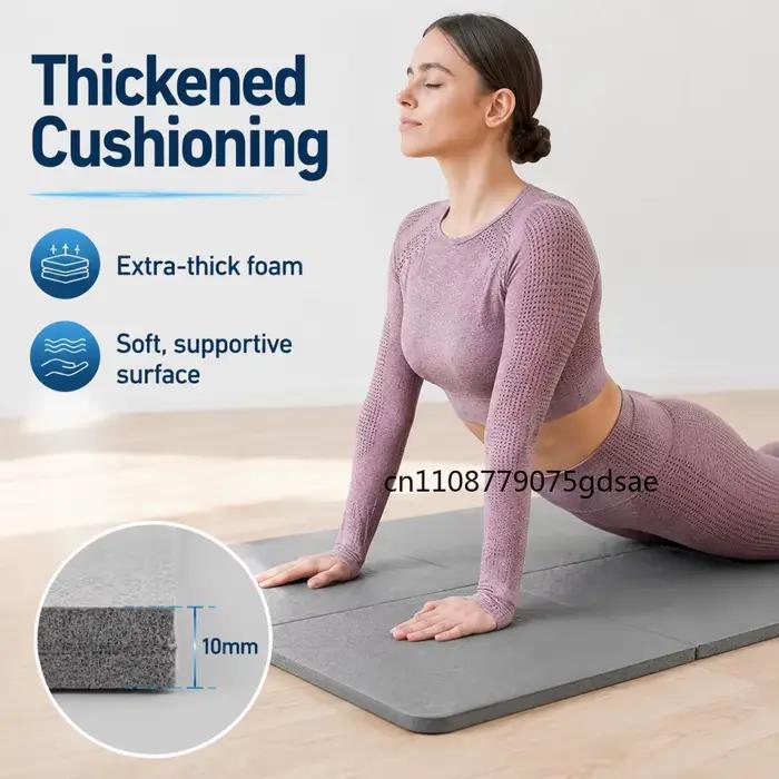 Tapis de yoga pliable, silencieux, écologique, pliable, pour voyage, fitness, exercices, double face, antidérapant, pour Pilates et entraînements au sol, danse