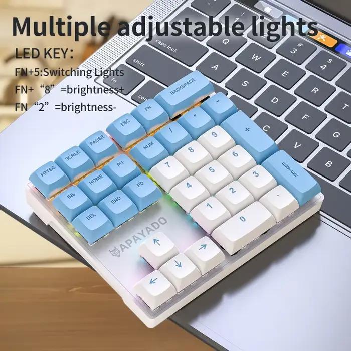 APAYADO K33 Clavier numérique mécanique avec arbre bleu