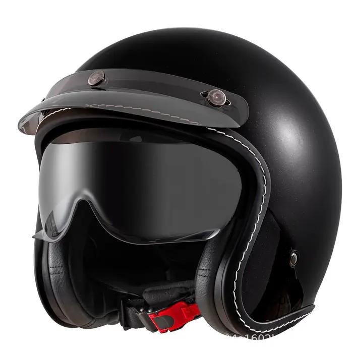 Casque de moto ouvert HOT, style vintage, unique, rétro, 3/4, avec doublure amovible, Cascocascospara Moto