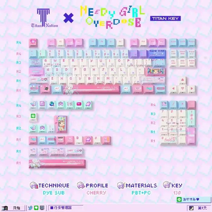 Needy Streamer Overload Keycaps Anime pour Clavier Mécanique