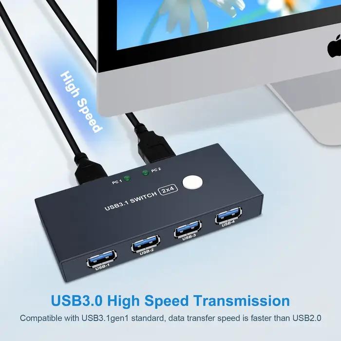 Commutateur KVM USB 2.0 Plug and Play adapté au clavier Windows 10