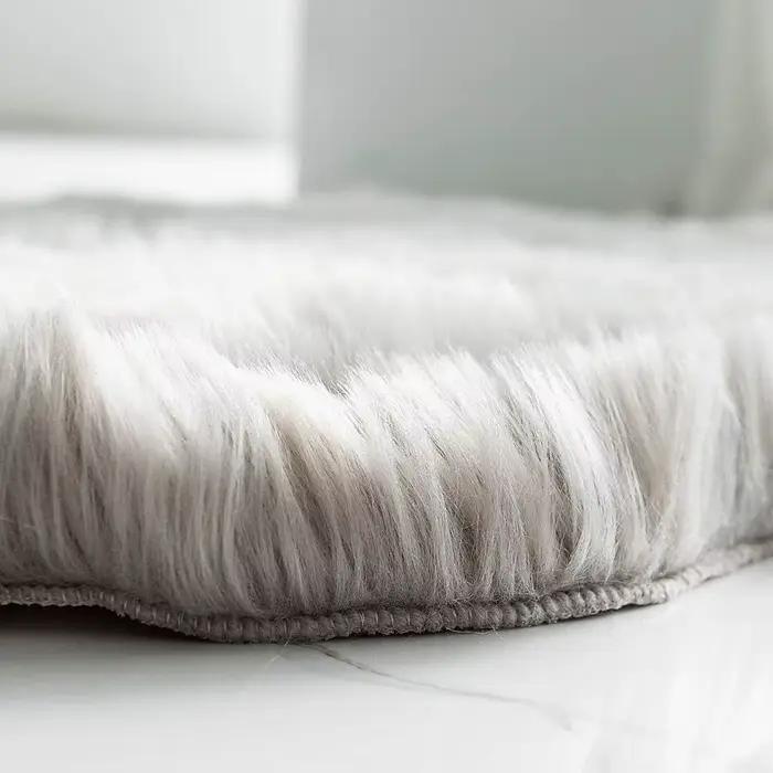 Tapis de sol antidérapant en fausse fourrure douce