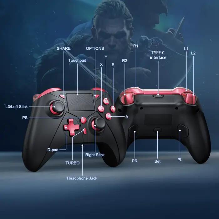 Contrôleur de jeu sans fil pour Playstation 4/PS4 Pro/Slim/PS3/PC/IOS/Console de commutation avec Turbo double Vibration gyroscope 6 axes prise Jack 3.5mm
