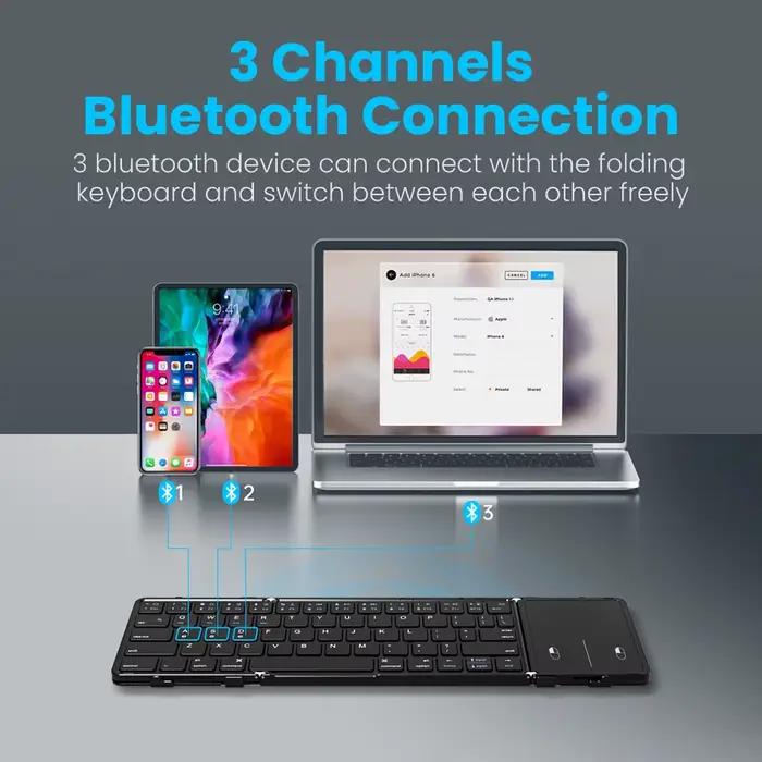 Clavier Bluetooth pliant avec pavé tactile