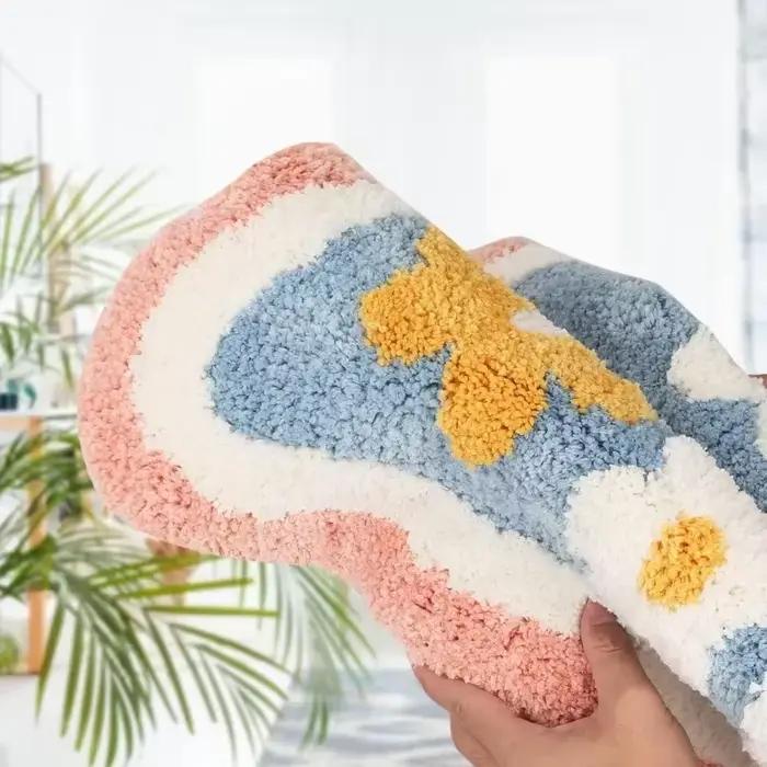 Tapis de bain antidérapant en fausse laine douce, séchage rapide, résistant à la saleté, pour baignoire de douche, toilettes, tapis de sol pour la maison