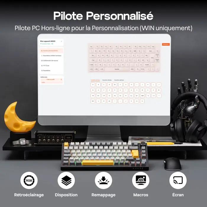 FR Layout EPOMAKER X AJAZZ AK820 PRO 75% AZERTY Français Hot-Swap Filaire/BT/2