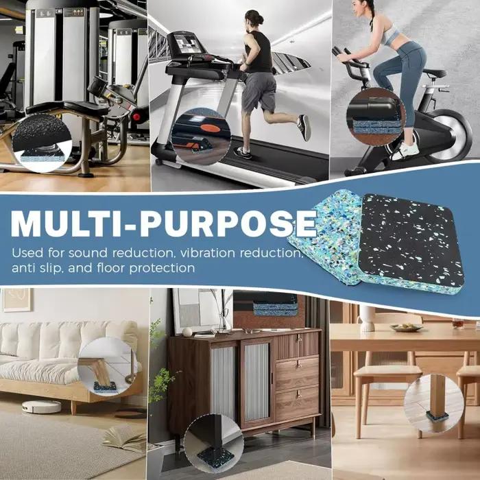 Tapis de tapis roulant (4 pièces), tapis pour équipement de sport, tapis en caoutchouc anti-vibration et anti-bruit pour vélo d'appartement, rameur