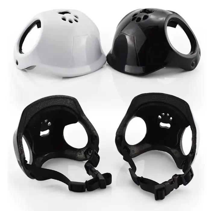 Casque de moto pour petits chiens, fournitures d'extérieur pour animaux de compagnie, casques de sécurité avec trous d'oreille, accessoires de cyclisme pour chiots