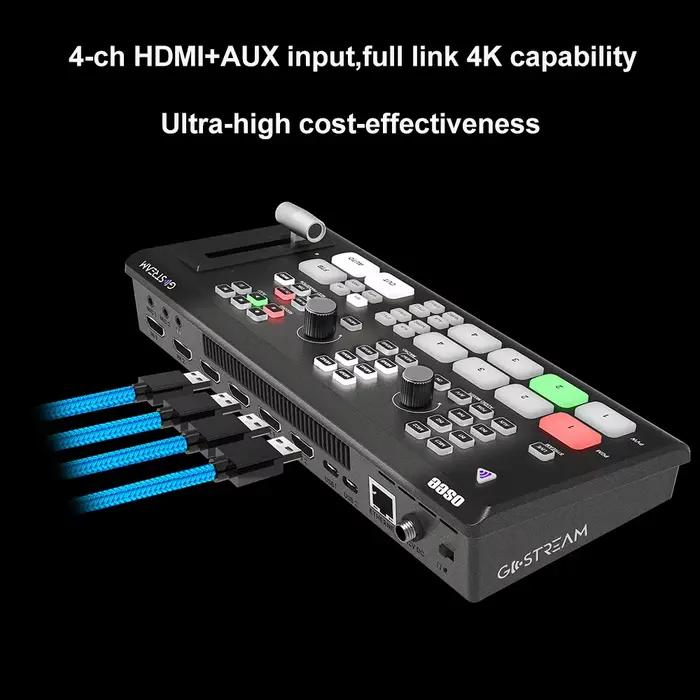 OSEE Gostream Deck 4K Commutateur vidéo en direct 4 canaux compatible HDMI pour le streaming et l'enregistrement