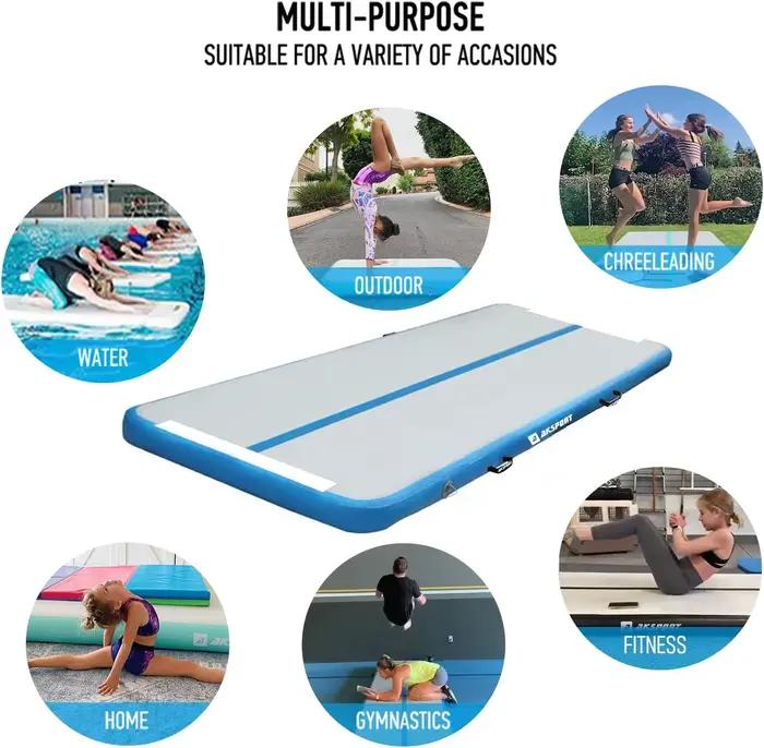 Tapis de gymnastique gonflable pour acrobaties, épais, léger, en PVC, portable, pour la maison, l'entraînement en extérieur