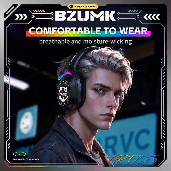 Casque de jeu GT801, casque filaire RGB avec microphone