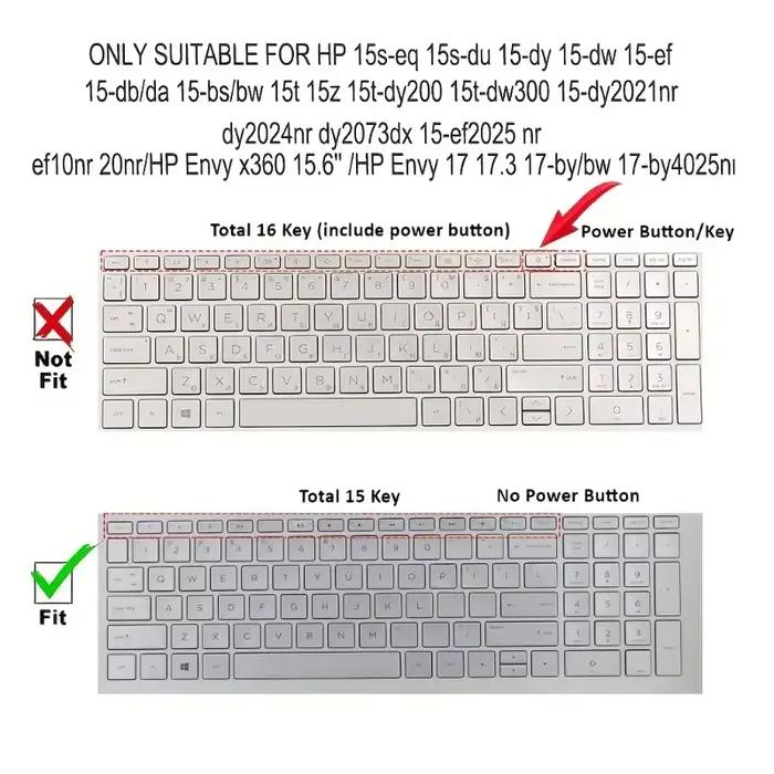 Protecteur de clavier en silicone pour claviers d'ordinateurs portables HP série 15 imperméable à la poussière et à l'eau pour une utilisation durable et personnalisable en blanc ou noir