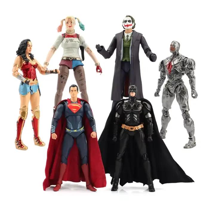 Figurine de la ligue de Justice, Batman Superman Aquaman Mera Harley Quinn, figurines d'action en PVC, modèles de Collection, jouets, cadeau, 1/9