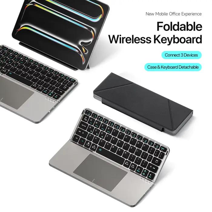 Nouveau modèle multifonctionnel pliable Bluetooth 5.0 clavier avec pavé tactile et support de téléphone pour téléphones tablettes PC