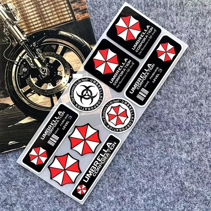 Autocollant holographique avec logo Biohazard Umbrella, autocollant en vinyle durable et imperméable, ornement DIY pour voiture, moto, casque