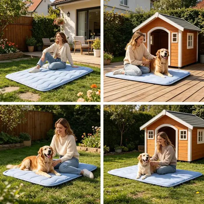 Tapis rafraîchissant pour chien lavable et antidérapant, confortable pour la sieste des chiots en été, pour l'intérieur, l'extérieur, la voiture, la cage, la maison, le sol