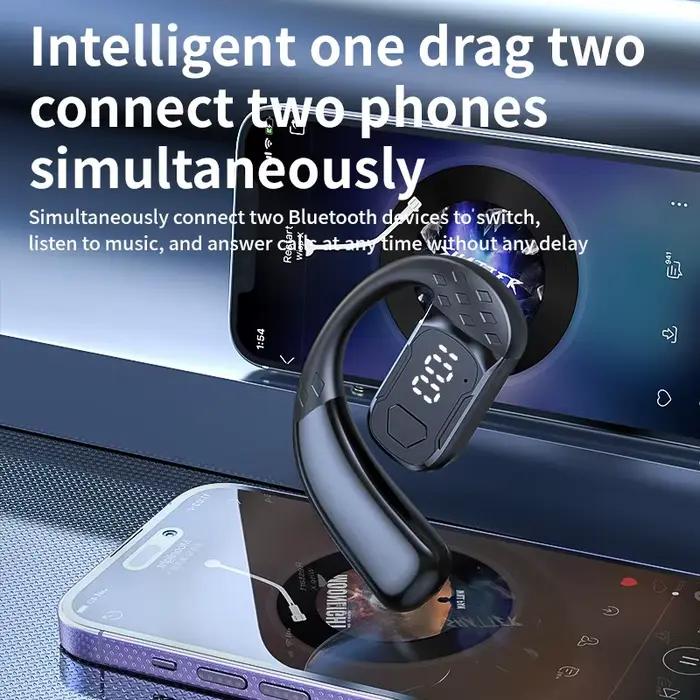 Casque sans fil 180 ° Rotation réglable gauche droite ouverte Bluetooth 5.4 oreille universelle écouteur micro Sport