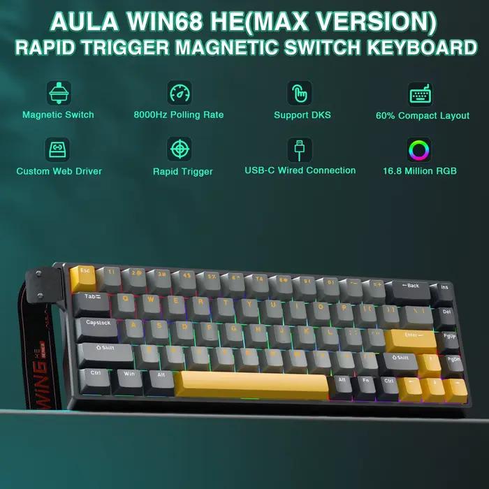 Clavier de jeu magnétique AULA WIN68 HE Pro Max Esports