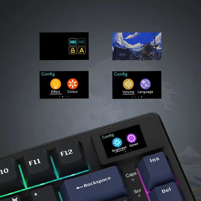 Clavier de jeu mécanique filaire avec écran OLED
