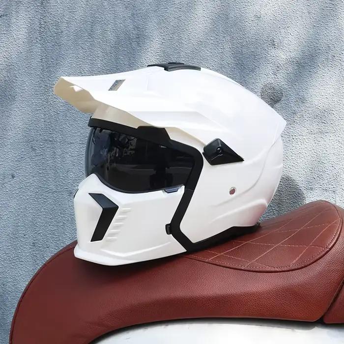 Casque combiné Street Fighter, casque de moto rétro, demi-casque complet détachable multifonctionnel pour hommes et femmes