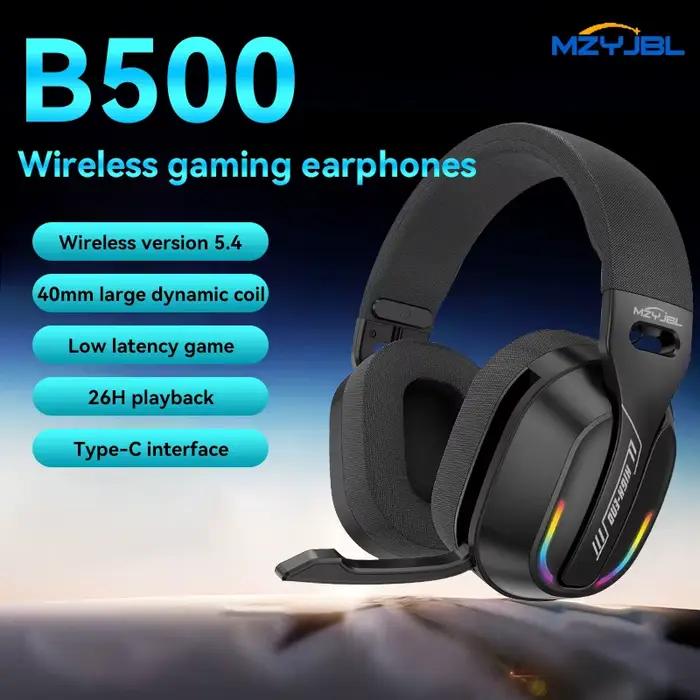 MZYJBL B500 RGB casque de jeu sans fil Bluetooth 5.4 stéréo basse son réduction du bruit écouteurs pour le sport 60H de lecture