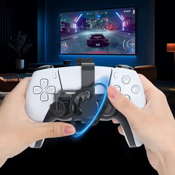 Mini volant PS5 pour contrôleur de jeu avec fonction de démarrage rapide, conception stable, port de chargement accessible, impression 3D haute précision, grande amplitude de mouvement et retour automatique, idéal pour les passionnés de jeux de course