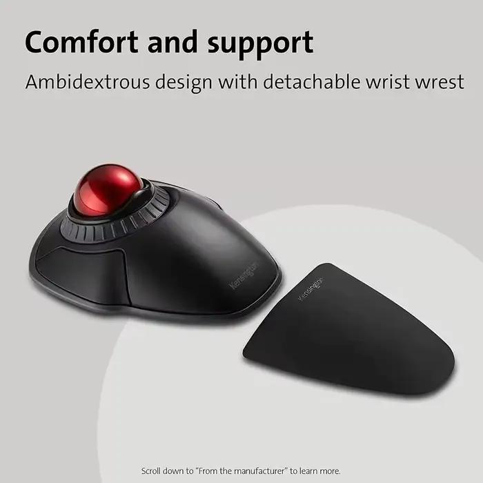 Kensington Orbit 2.4G Trackball sans fil avec anneau de défilement K70992 128bit AES cryptage Rollerball souris de jeu pour PC/ordinateur portable
