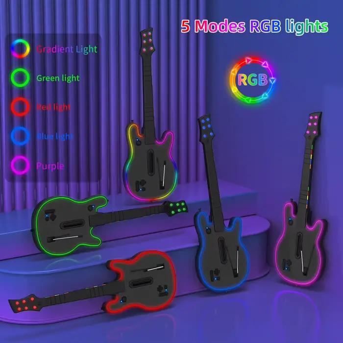 Contrôleur de guitare sans fil pour PS4 PS3 PC Rock Band Guitar Hero mode de jeu musical occasionnels pour adultes adolescents