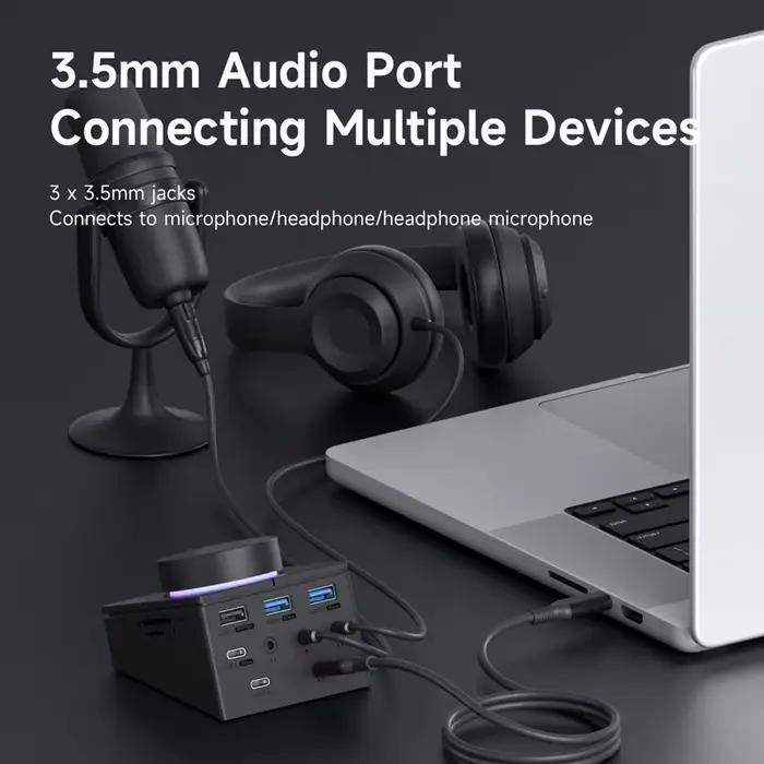 Hagibis bouton USB C Hub avec boutons de raccourci Station d'accueil type-c réglage du Volume contrôleur de bureau 2.5G RJ45 pour Macbook