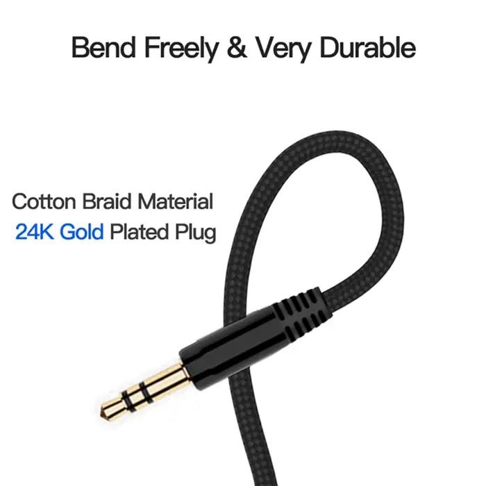 Câble audio stéréo mâle tressé en nylon