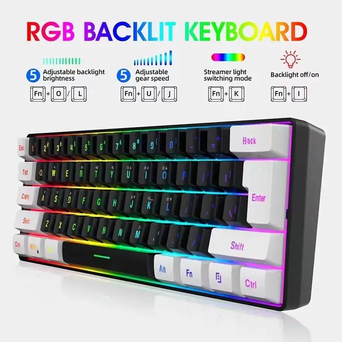 Mini ensemble clavier et souris filaires 60 % avec 61 touches