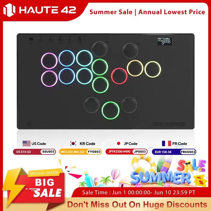 Manette de jeu sans levier Haute42 E16 Mirrored Hitbox pour PC/PS4/PS5/Switch/Steam Arcade Stick Controller Joystick