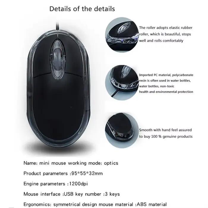 Souris optique filaire USB à 3 boutons