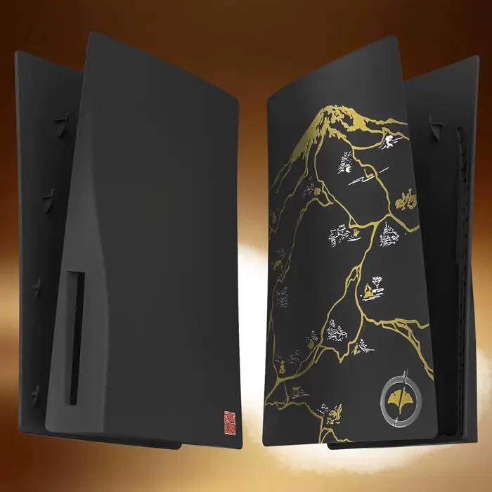 Pour Playstation 5/pour PS5 Pro/pour PS5 Console à disque mince plaque frontale fantôme limitée coque Yotei de remplacement avec autocollant Logo doré