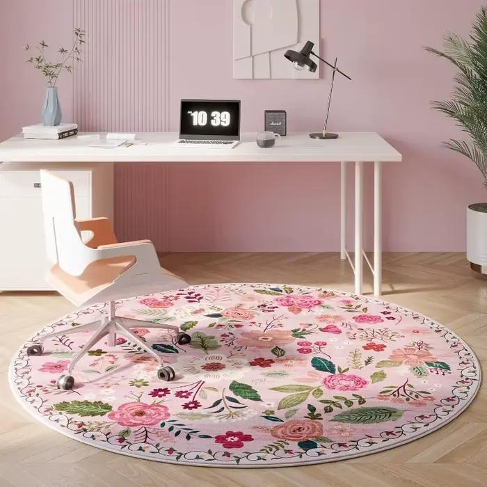 Tapis de salon rond couleur imprimé Floral décoration chambre Tapis en peluche mode moderne Table basse Tapis moelleux ». Tapis