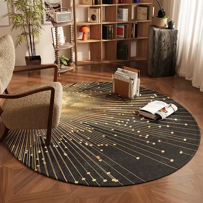 Tapis rond de luxe léger pour décoration de chambre à coucher