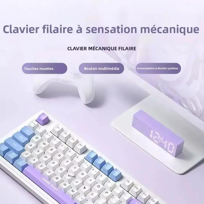 Clavier de jeu filaire à sensation mécanique avec bouton rotatif