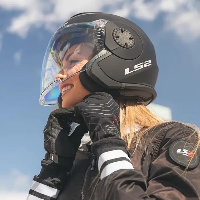 Casque moto rétro demi-coque LS2 VERSO OF570 à double visière – Casque LS2 570 Capacete M L pour homme, scooter, moto