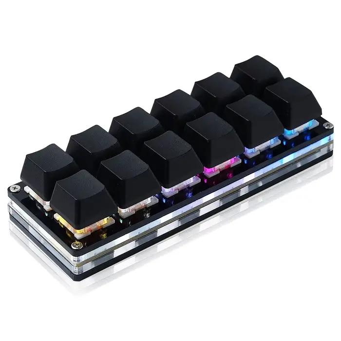 Mini Clavier de Jeu BTXETUEL 12 Touches Mécaniques à une Main Réactif Compatible Windows Station de Jeu Occasions Spéciales