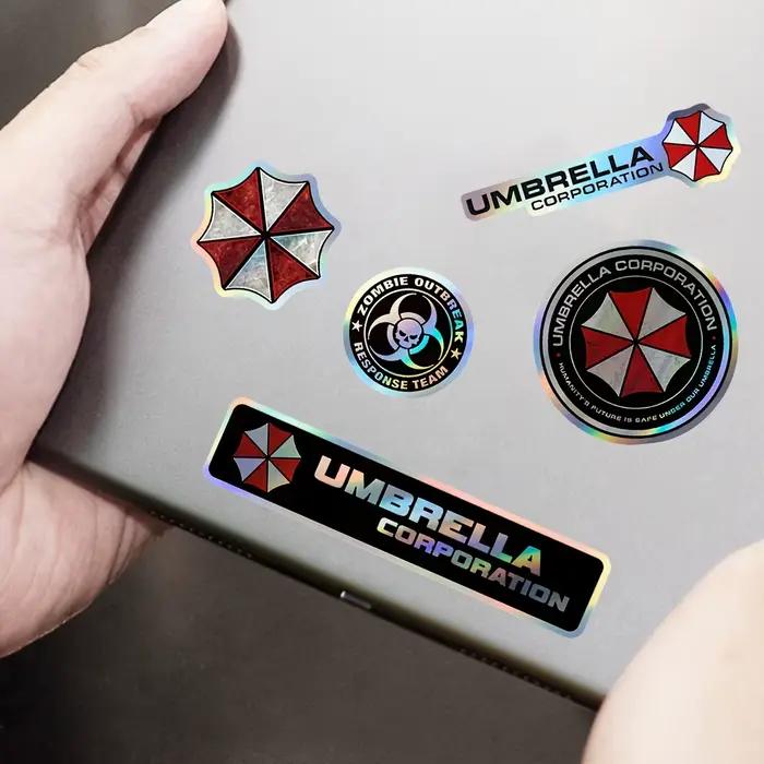 Autocollant holographique avec logo Biohazard Umbrella, autocollant en vinyle durable et imperméable, ornement DIY pour voiture, moto, casque