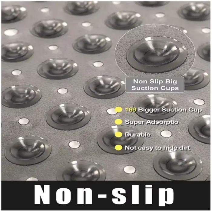 Tapis de bain carré, tapis de bain antidérapant avec ventouse, tapis de bain, trou de vidange, lavable en machine