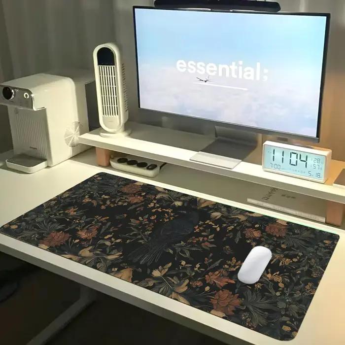 Tapis de souris vintage fleurs sauvages caoutchouc antidérapant lavable pour gamer et professionnel design floral durable pour bureau et ordinateur portable