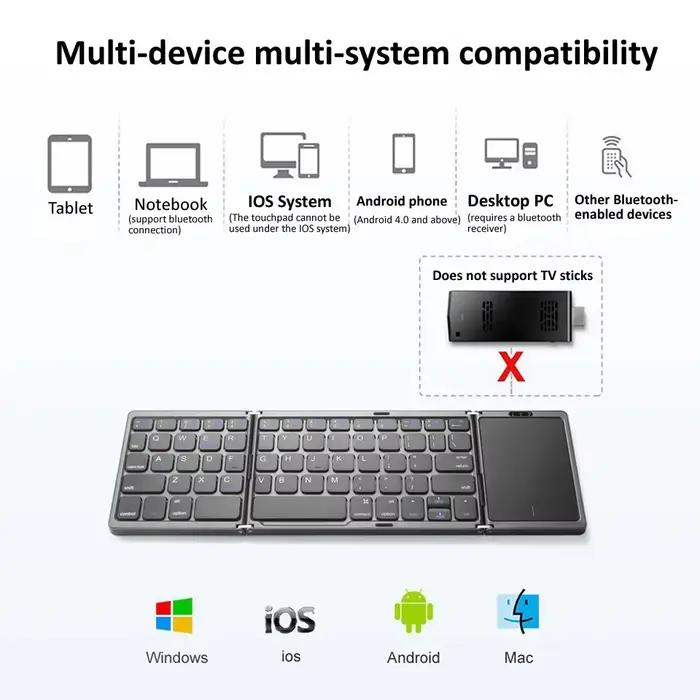 Mini clavier sans fil pliable à 3 pouces