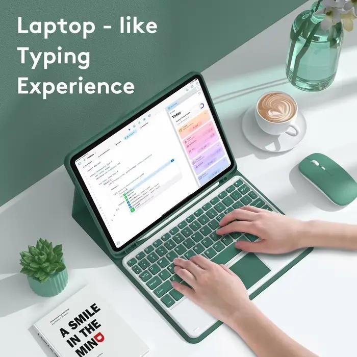 Étui en simili cuir avec clavier pour iPad Air 11 inch résistant aux chocs et anti-poussière pour professionnel et cadeau spécial