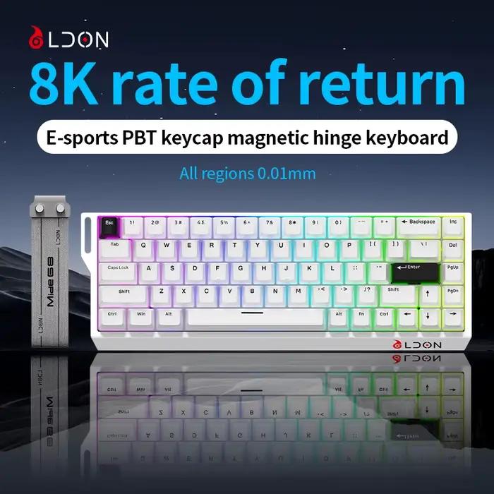Clavier mécanique professionnel LDON MD68 Pro avec touches PBT et charnières magnétiques