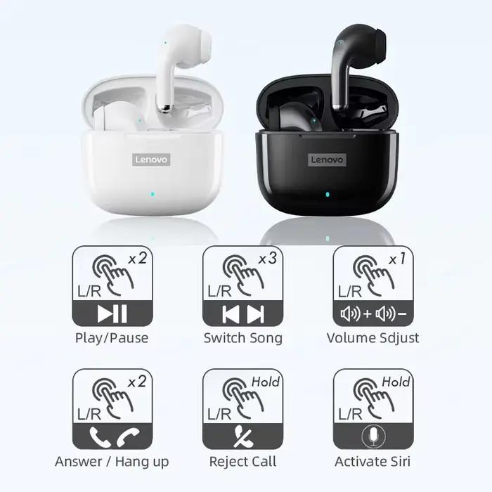 Écouteurs sans fil Lenovo LP40 Pro Bluetooth 5.4 TWS Hifi Stéréo pour Gaming et Sport avec Contrôle Tactile et Appel HD avec Micro