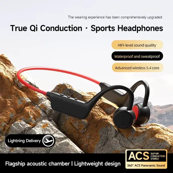 Écouteurs à Conduction Osseuse IPX8 Bluetooth 5.4 Étanche Sans Fil avec Micro pour la Natation
